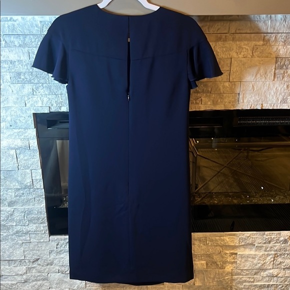 Trina Turk Blue Ruffled Sheath Dress with Flutter Sleeves - Picture 6 of 10